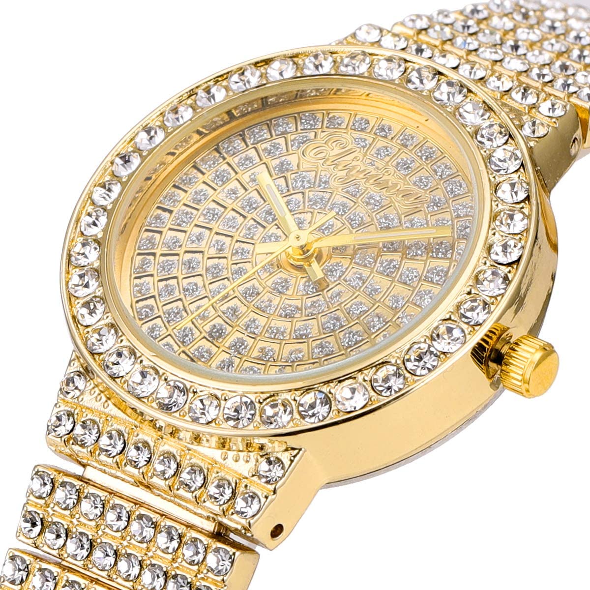 ManChDa Diamond Watch Silver Watch for Women Men Rhinestone Watches Ice Out Watch Full Diamonds Watch Quartz Crystal Stainless Steel Gold Watch Women Men Wrist Watch - Image 6